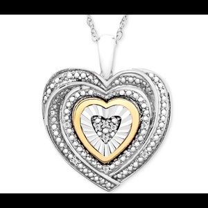 Diamond accent two-tone Heart Necklace 10K Gold